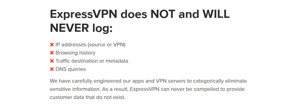 ExpressVPN statement on their no logging policy